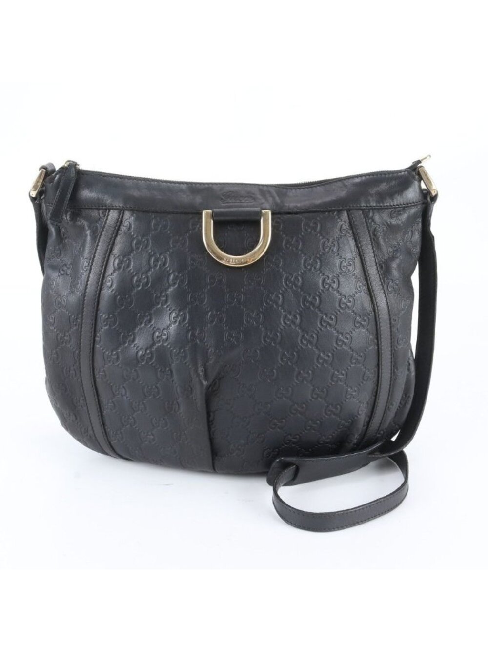 Gucci Guccissima Abbey Leather Shoulder Bag Crossbody Black